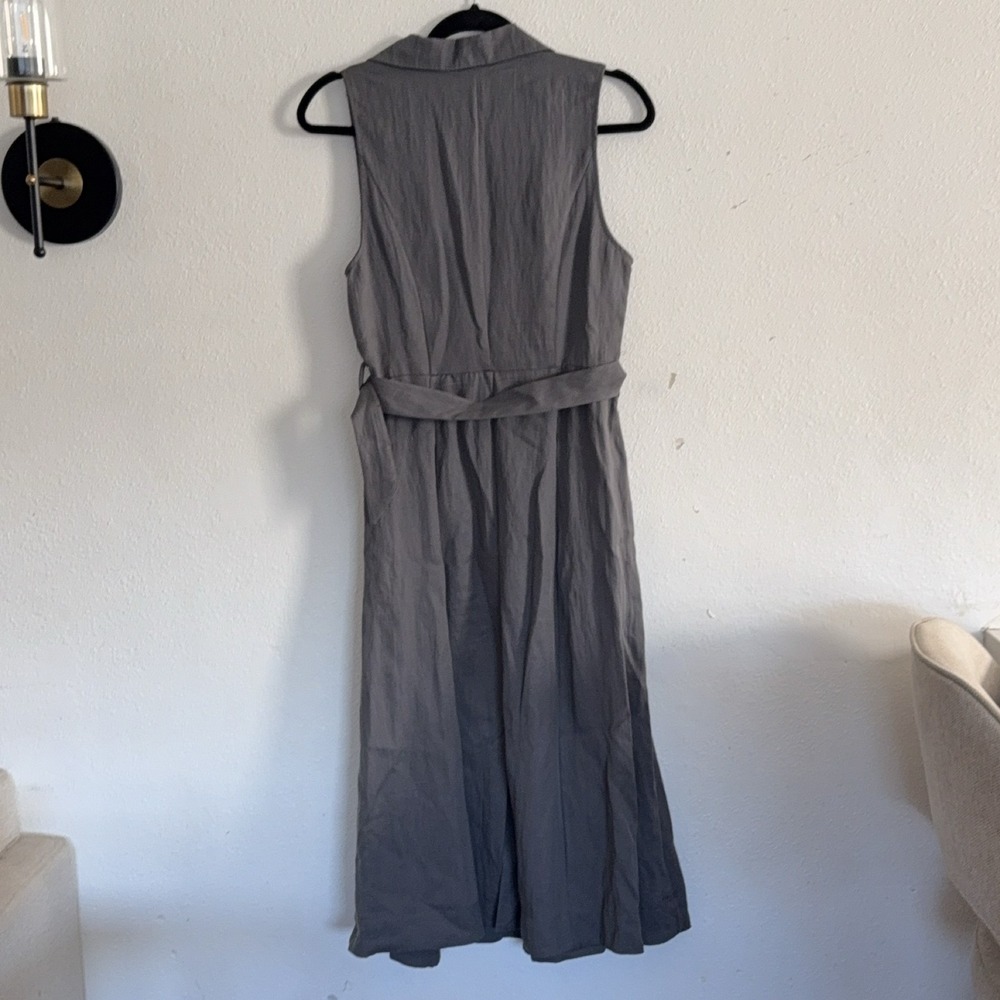 A New Day Gray Belted Button Front Midi Shirt Dress Women's Sz S - Picture 5 of 14